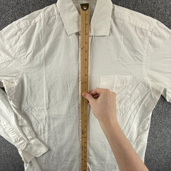 Faconnable 15.5 Club White Shirt Solid Button Up Long Sleeve Pocket Mens Spread - Picture 4 of 16